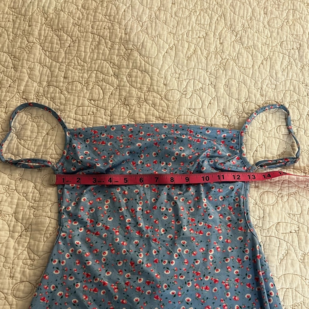Floral Blue Dress with Spaghetti Straps - Picture 7 of 8